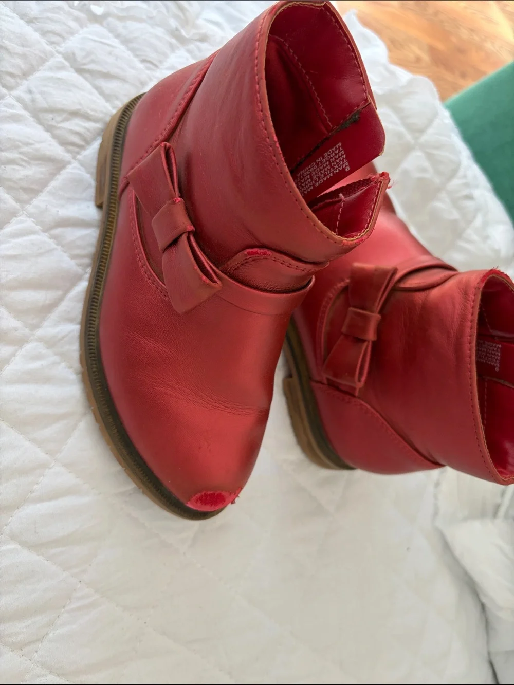 Cat & Jack Red Girls' Ankle Boots with Side Buckle